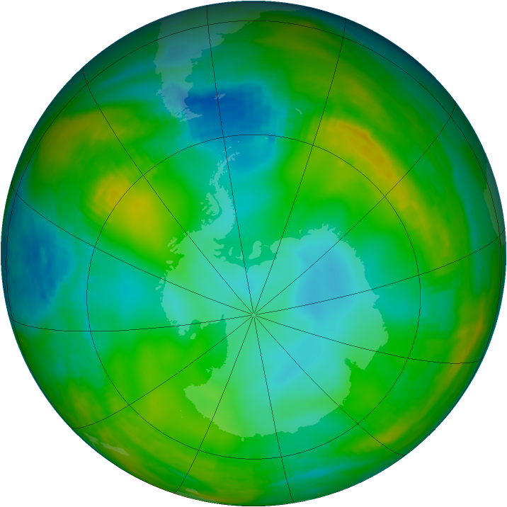 Antarctic ozone map for 03 July 1981